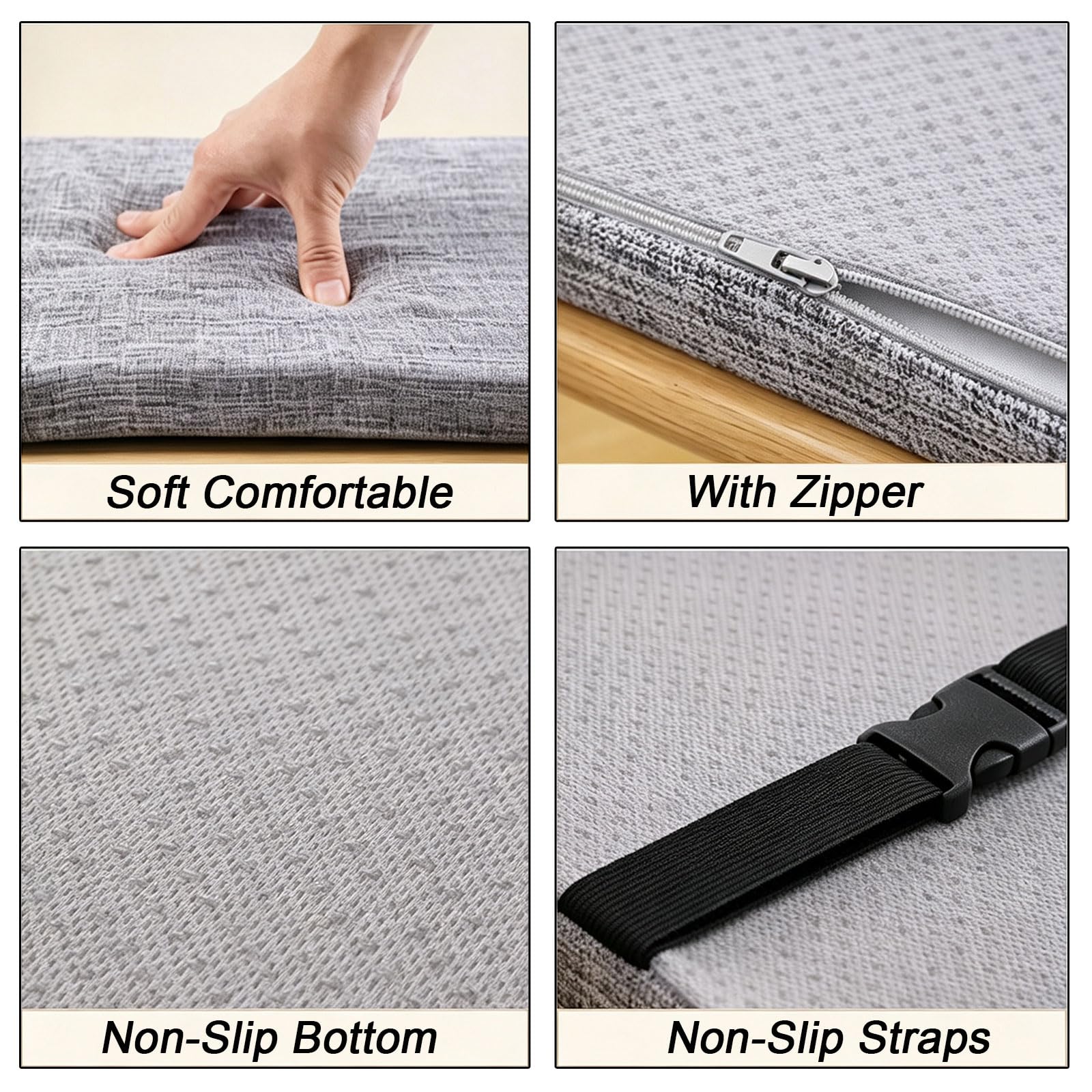Cojín para Banco Base Antideslizante Funda Extraíble 75x200cm marrón
