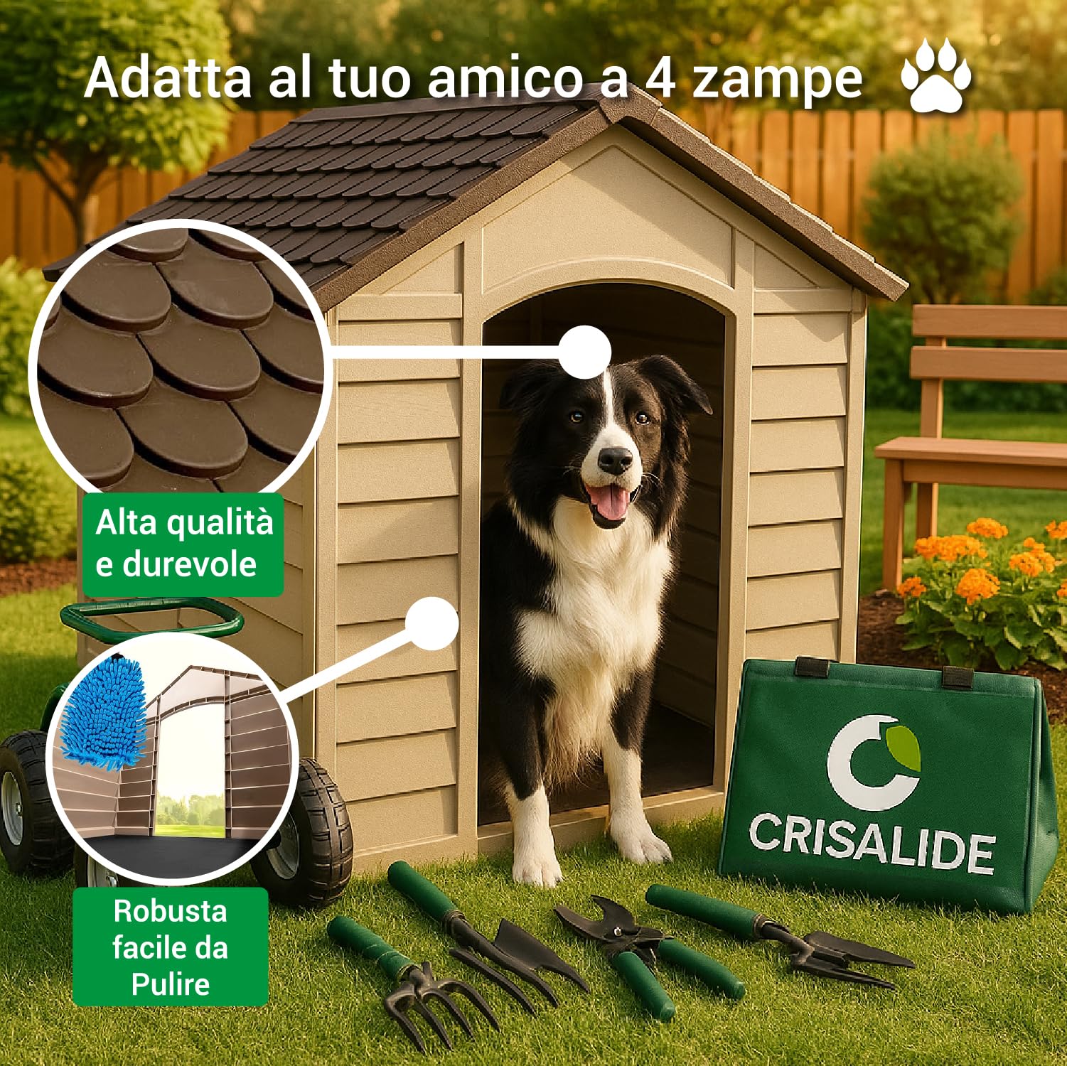 Crisalide® - PawsPalace Cuccia Per Animali, 2 Dimensioni, Facile Da Lavare, In Resina PVC, Facile Da Assemblare, Super Resistenze, Taglia Medio/Grande, Cuccia per Esterni (Large)