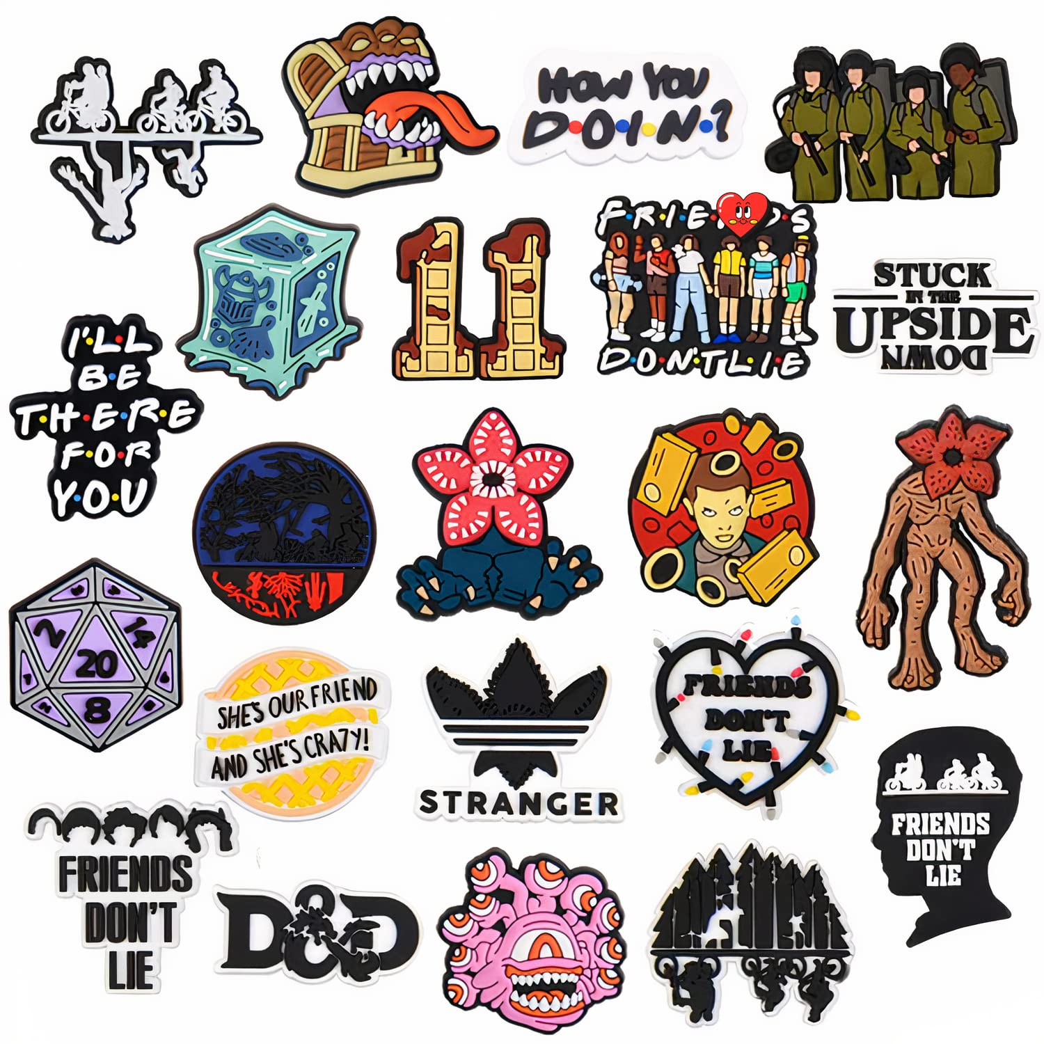 22 Pcs Stranger Movie Croc Charms, One Anime Shoe Decoration Charms