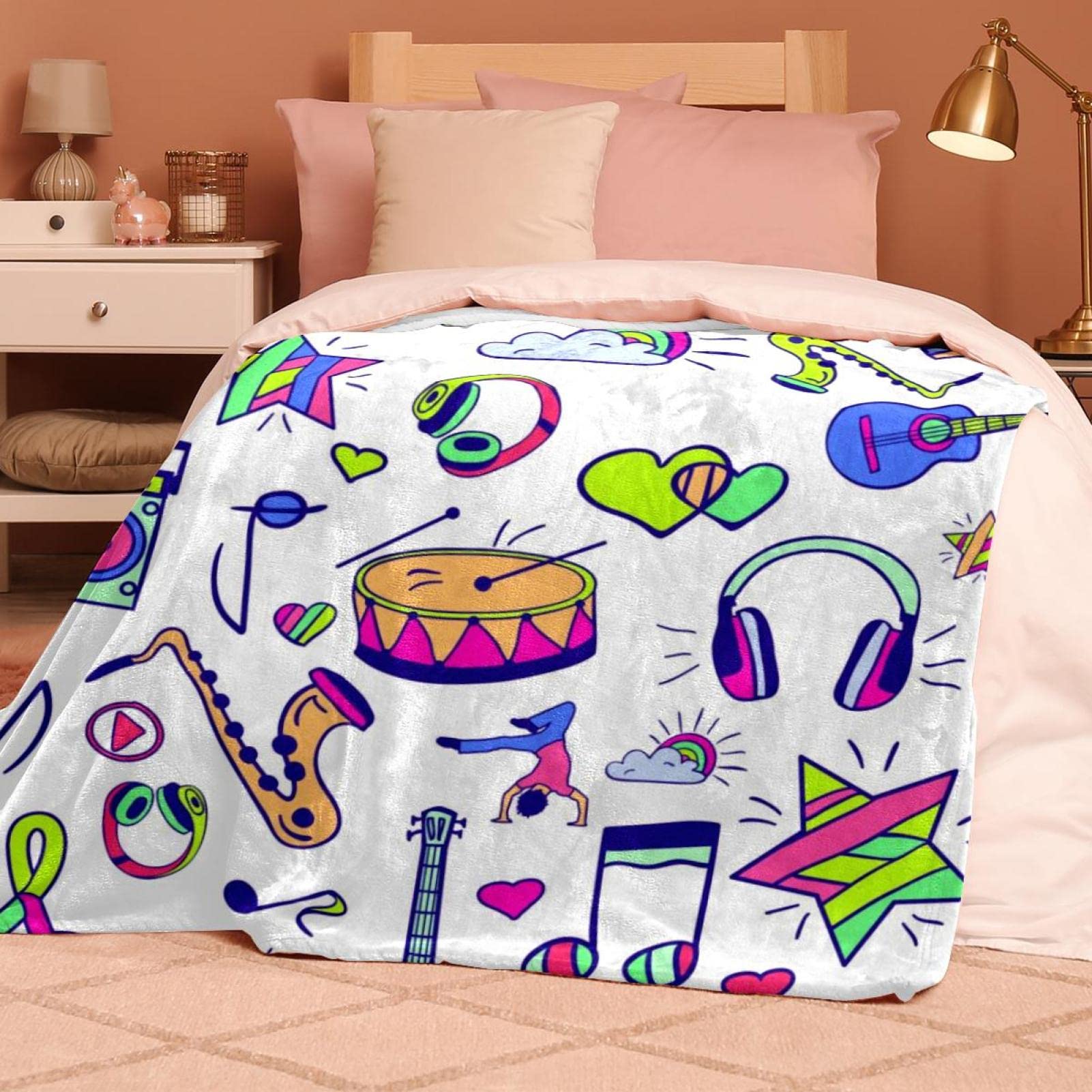 Coperta in pile Punk Street Dance Music per divano leggero peluche sfocato