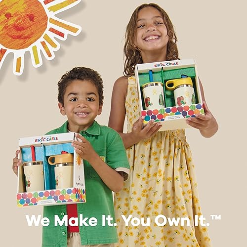 Miniatura 8 de Hydro Flask Vaso infantil de 12 onzas con tapa y popote para la escuela, con aislamiento de acero inoxidable World of Eric Carle Caterpillar