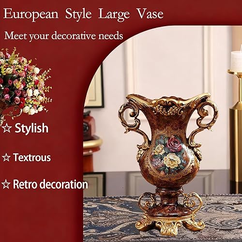 Miniatura 7 de Jarrones grandes de resina retro europea elegante de 11.81 pulgadas florero decorativo para dormitorio, oficina, hotel, hogar y decoración de boda