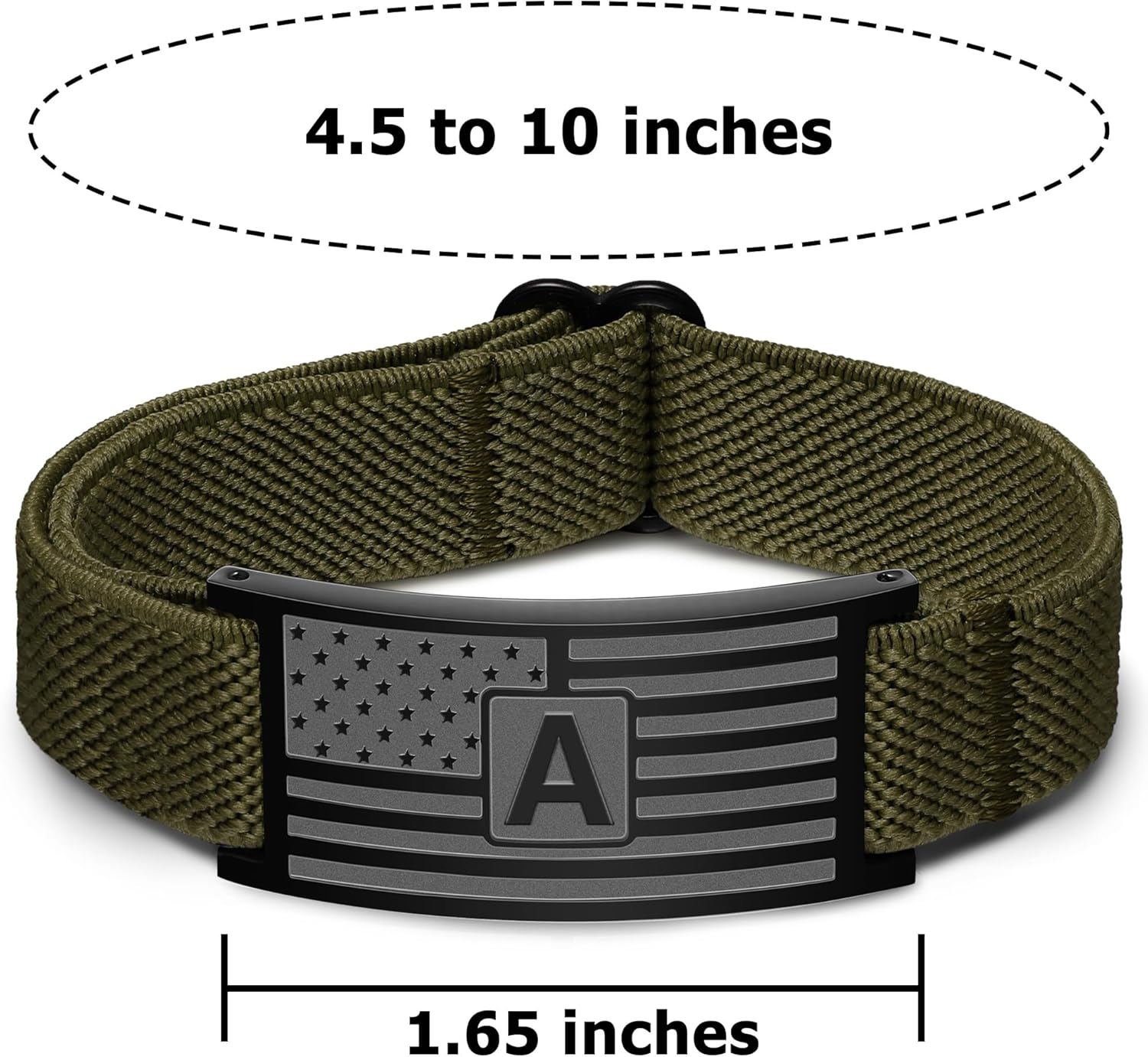 Valentines Day Gifts for Him - Initial Bracelet for Men Boys, Green American Flag Wrist Bracelets Military Jewelry for Kids Boy Teen Teenage Boyfriend - Image 6