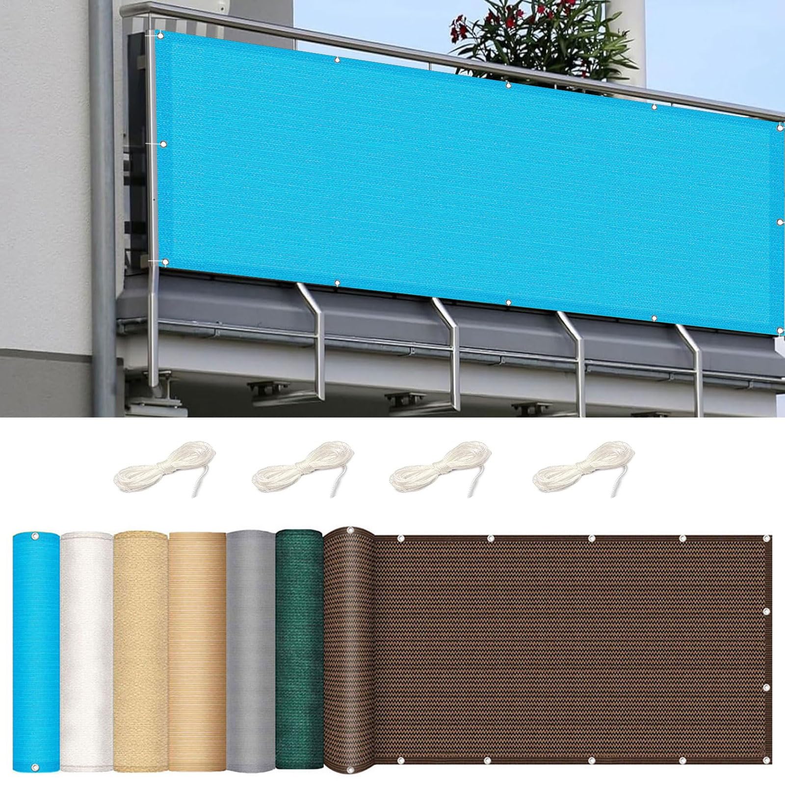 Protettivi per Balconi 110 x 1000 cm Protezione Della Privacy Frangivento in,Anti-Uv Pannello per Recinzione Schermo La Privacy con Fascette per Balcone, Giallo sabbia