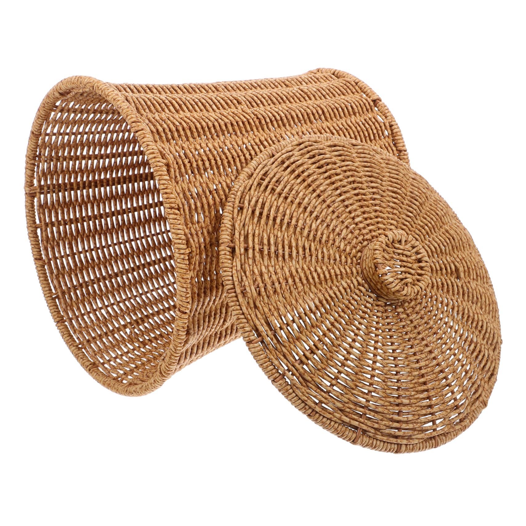STOBAZA Panier De Rangement Tressé Main Avec Couvercle Imitation Rotin Pour Maison Panier De Rangement Tressé Pour Jouets