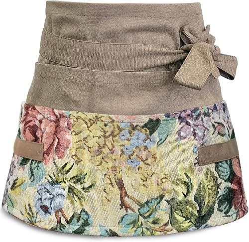 Delantal de jardín para mujer, delantal de servicio lindo, delantal de flora con 8 bolsillos, regalo de San Valentín para mamá, esposa, novia