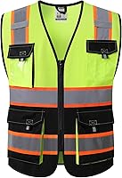 Vista 12 de JKSafety - Chalecos de seguridad reflectantes de alta visibilidad para hombres y mujeres, con bolsillos, ropa de seguridad de malla