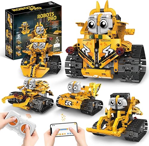 Kit de construcción de robot STEM para niños de 8 a 16 años, 5 en 1 con aplicación y control remoto, 269 piezas de bloques de construcción de