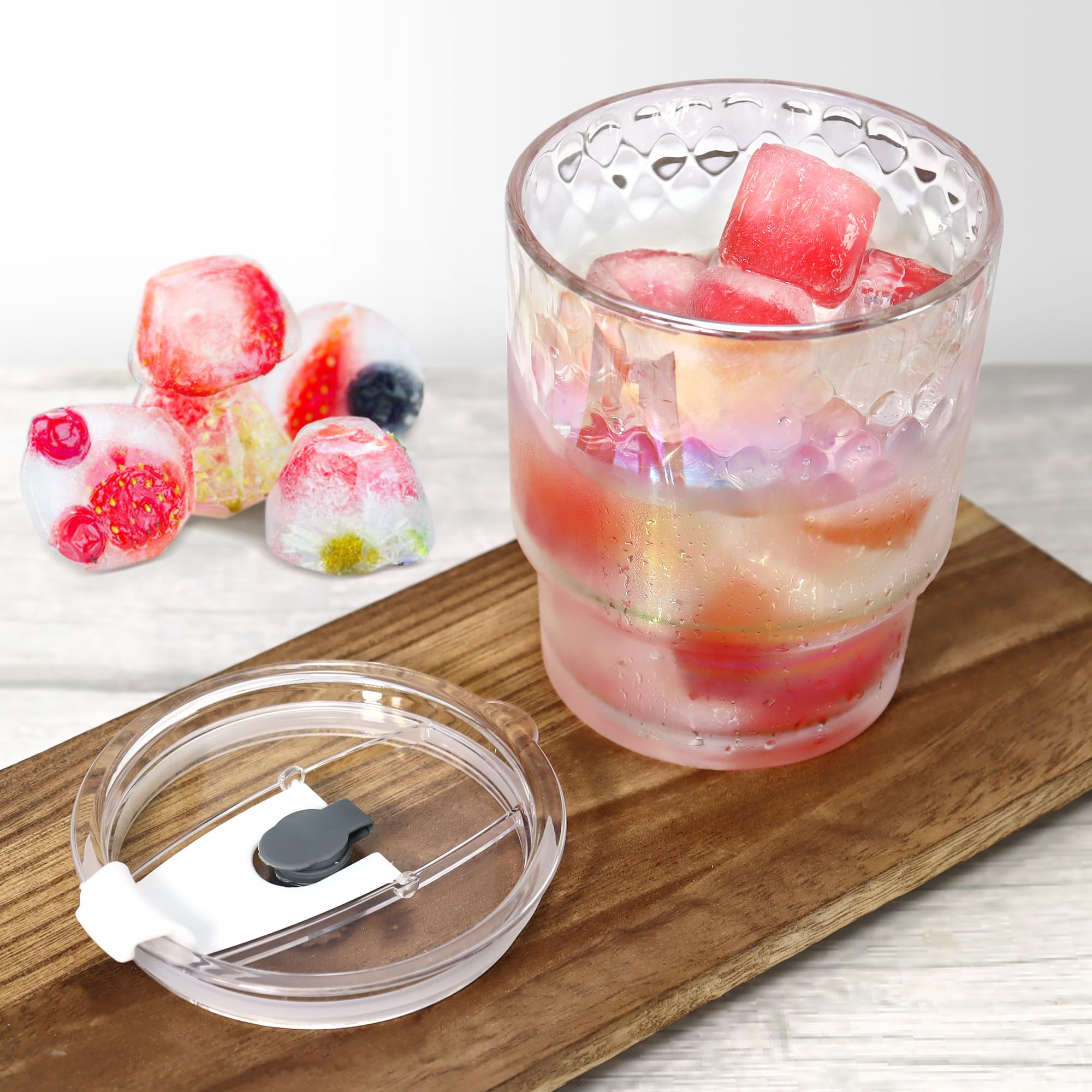 ZYLLZY Glazen bekers met deksels en rietjes, 500 ml glazen