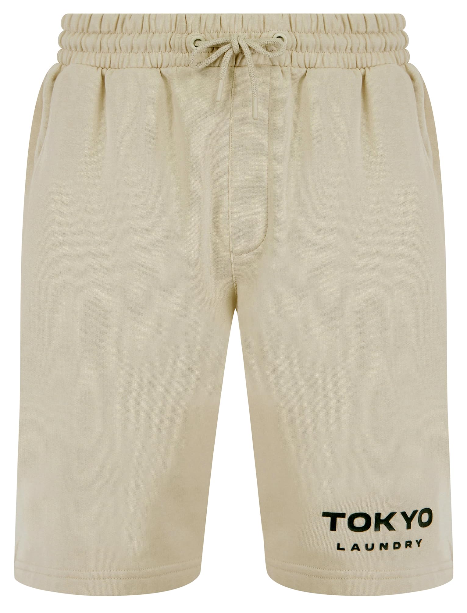Tokyo Laundry Men's 'Figure' Motif Brushback Fleece Jogger Shorts Stone