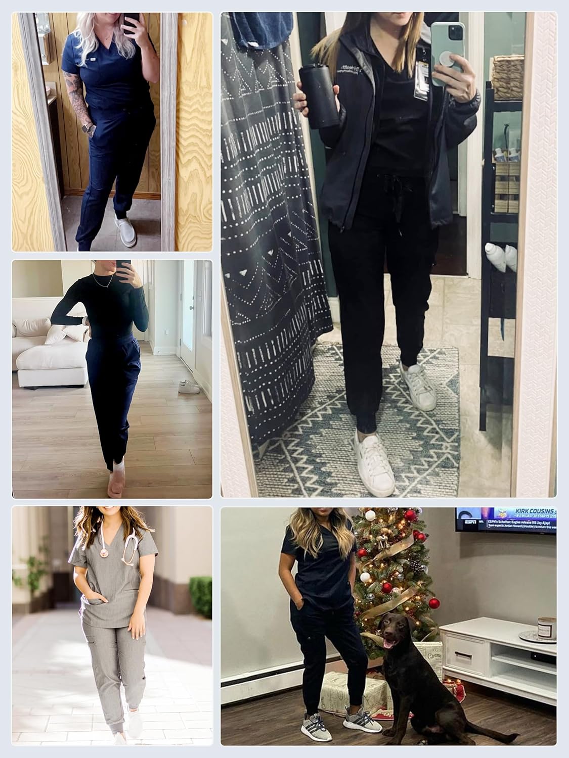 SEVEGO Tall Women's Scrub Pants 32/34/36 Long Inseam Yoga Jogger with 5 Pockets Drawstring Elastic Waistband - Image 7