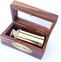 Vista 1 de Telescopio de mano de latón completo de 6" con caja de madera - Navegación pirata Comprar un telescopio