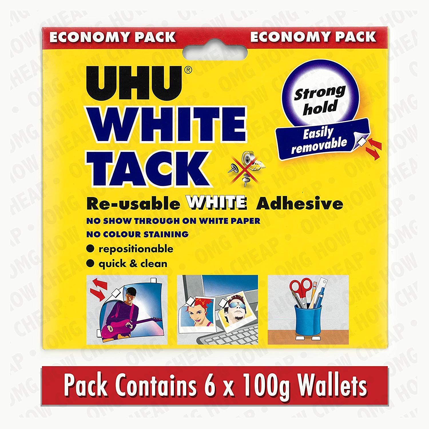 UHU White Tack - Economy Pack - Contains 6 x 100g Wallets