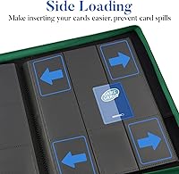 Vista 5 de Carpeta de tarjetas con cierre de alta calidad, 9 bolsillos, cubierta de poliuretano, álbum de colección de tarjetas con cremallera, resistente Verde