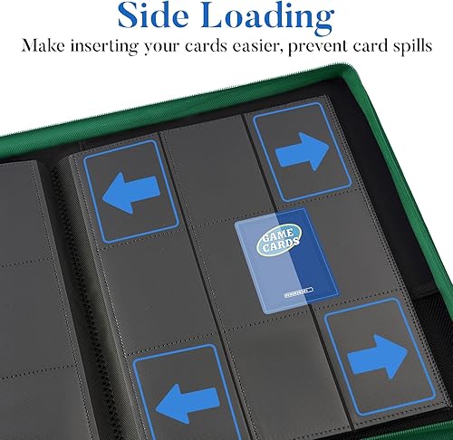 Vista 5 de Carpeta de tarjetas con cierre de alta calidad, 9 bolsillos, cubierta de poliuretano, álbum de colección de tarjetas con cremallera, resistente