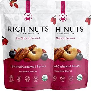 Rich Nuts Go Nuts & Berries Gourmet Sprouted Trail Mix | Includes Cashews, Pecans and Dried Berries | Vegan, Paleo and Keto | Non-Roasted, Dehyrdated, Germinated, Raw and Whole | 5 Oz Bag (2 Pack)