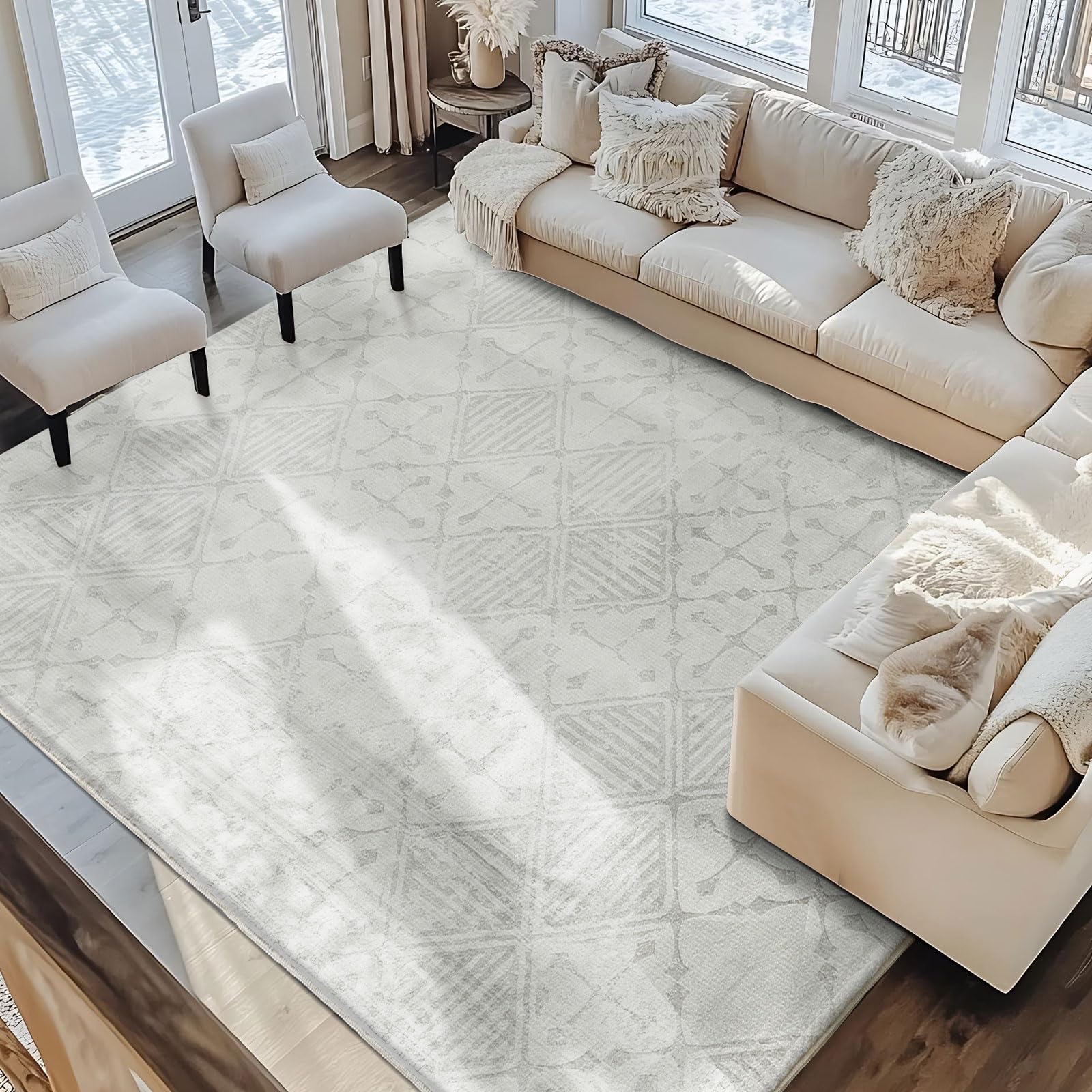 Tapis de salon antidérapant super doux grand format pour chambre et séjour