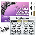 Royaomis 10 Pairs Magnetic Eyelashes with Eyeliner, Magnetic Lashes Natural Looking, Magnetic Eyelash Kit,Latest Six Magnets, With 3D 5D Reusable False Lashes, Easy to Wear, No Glue Needed