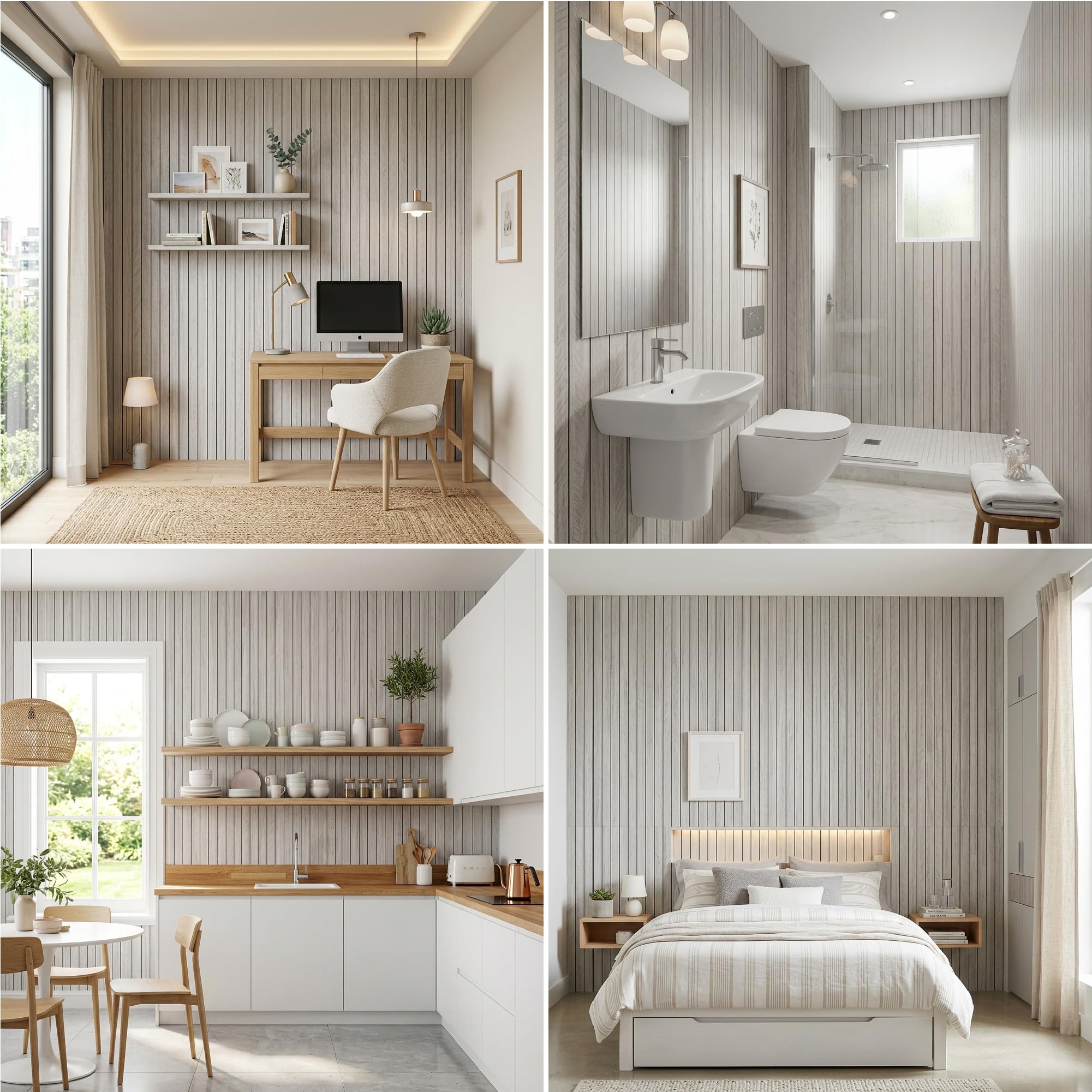 Panneaux muraux autocollants en PVC - 1,68 m² / 1 pièce, épaisseur de 3 mm, résistant à l'eau | Revêtement mural autocollant sans perçage pour cuisine, salle de bain, crédence & salon | Grace Baltic