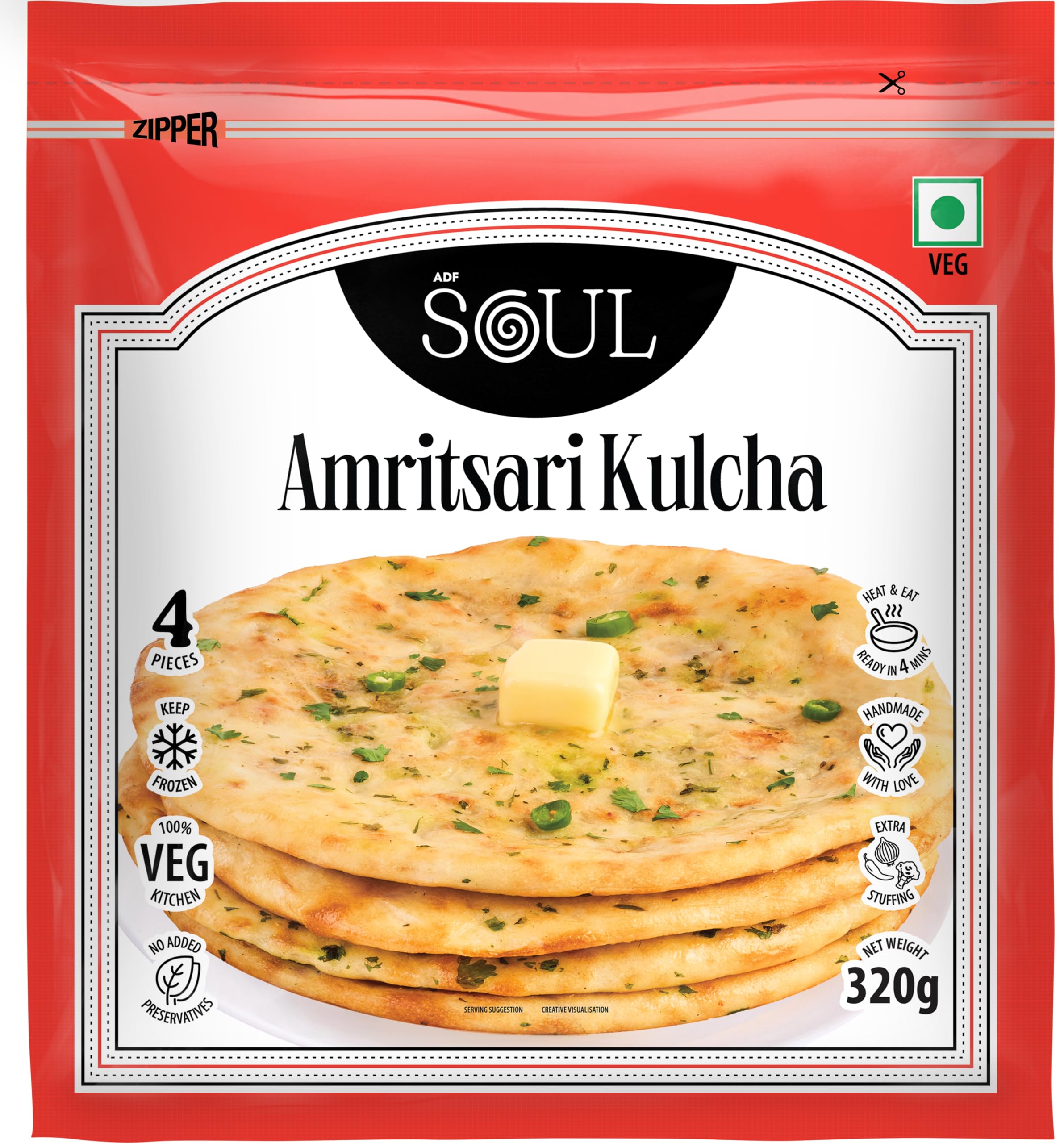 Adf Soul Amritsari Kulcha,320 gm