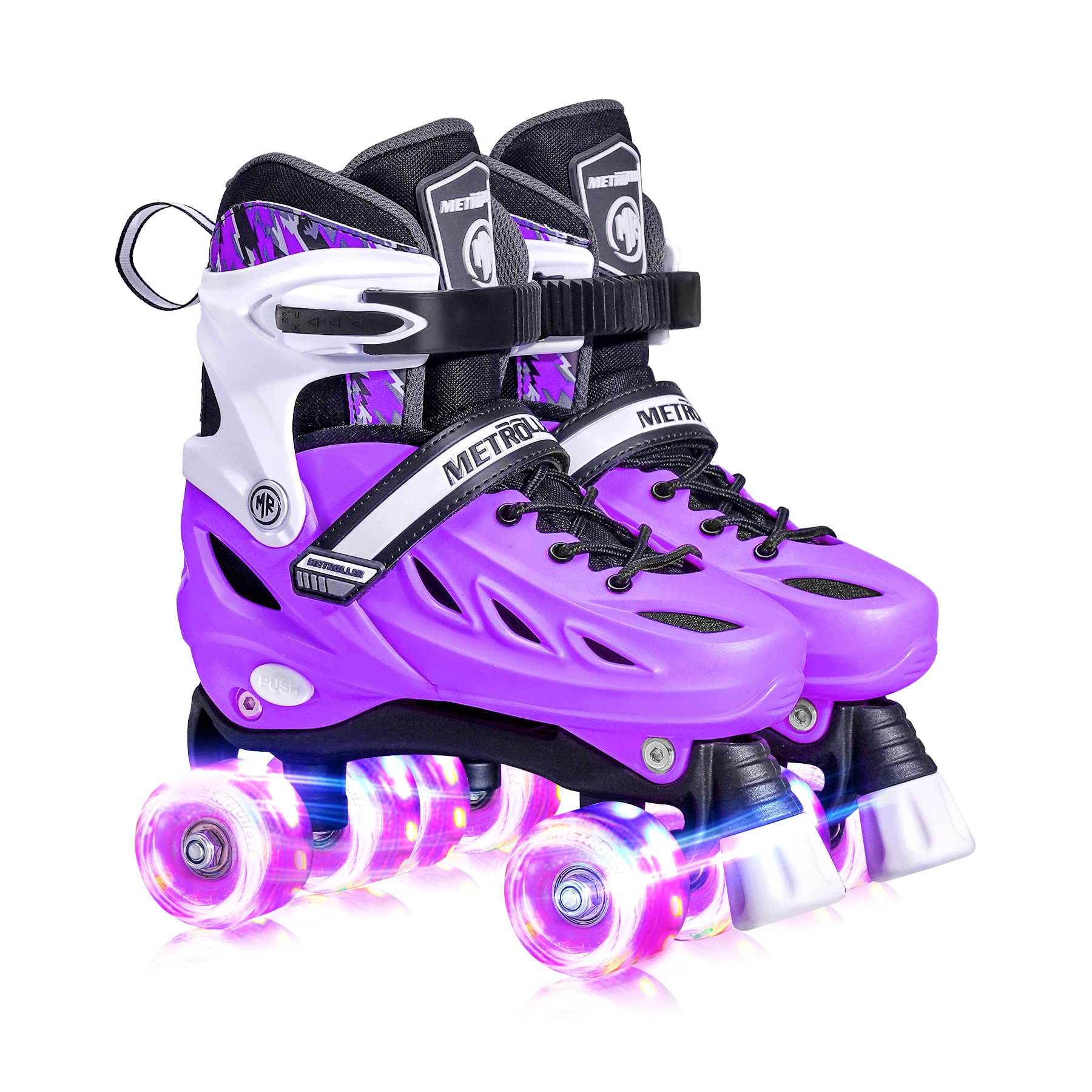 METROLLER Roller Skates for Girls Ages 5-8 8-12 and Boys Teens, Adjustable 4 Sizes for Kids Toddler Rollerskates with Light up Wheels, for Women