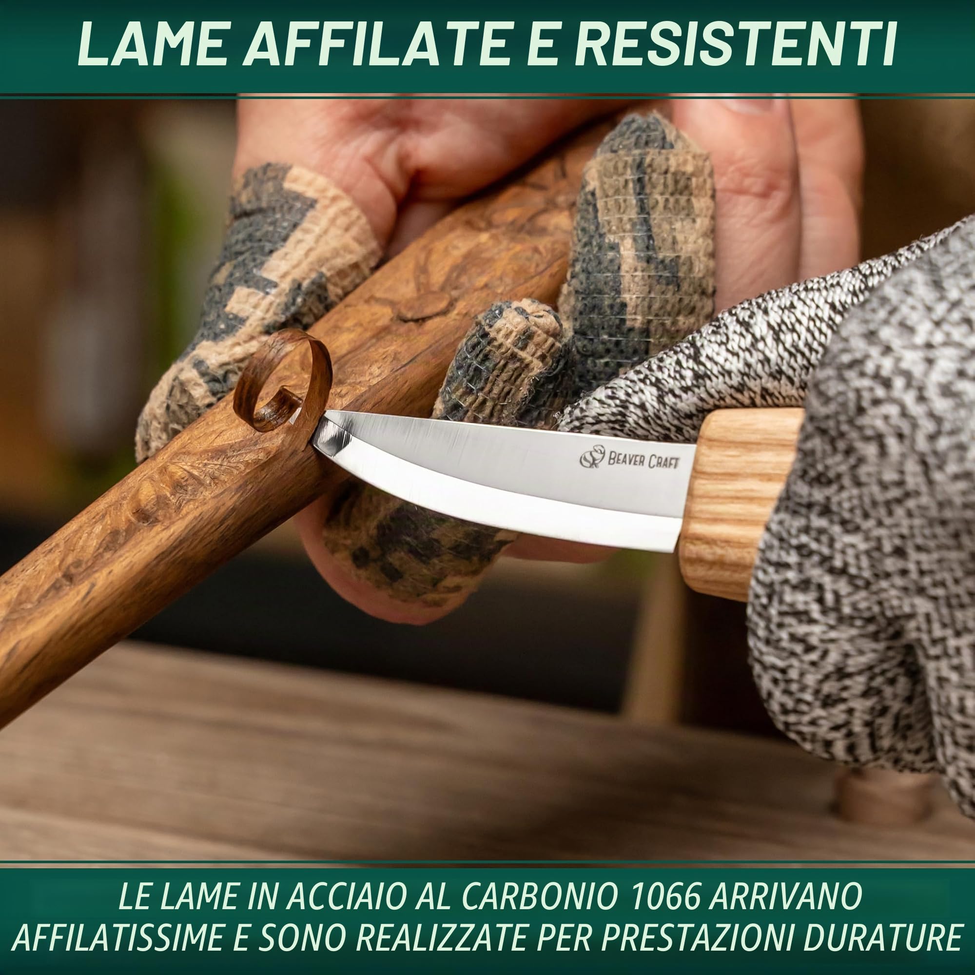 BeaverCraft S01 Set di coltelli per intaglio di cucchiai di legno Kit di strumenti per la fabbricazione di cucchiai Coltello da intaglio Coltello a uncino per destrimani Ciotola Tazza Kuksa