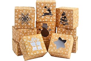 STEFORD 24-Pack Plastic Christmas Cookie Containers With Clear Window