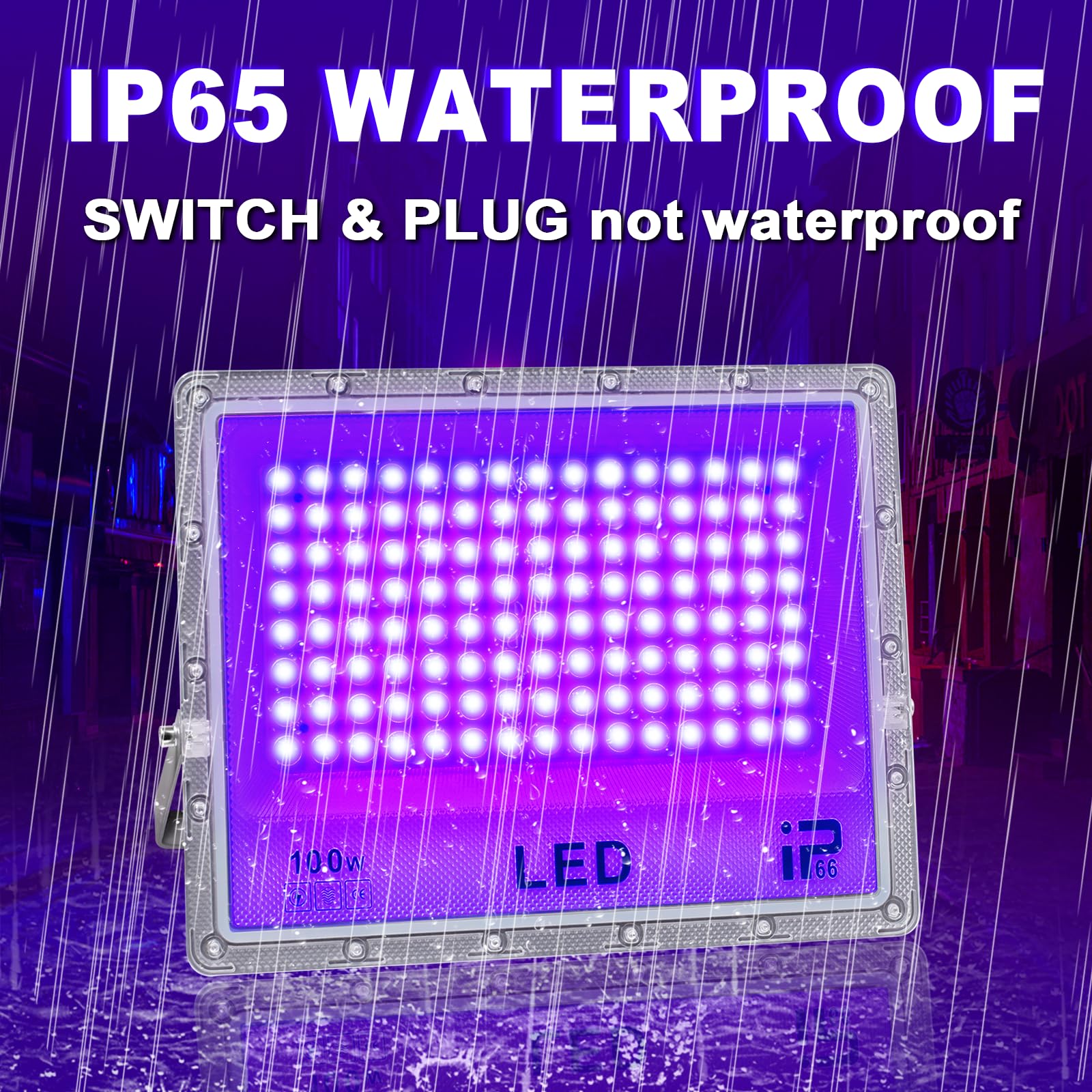 Luce UV LED 100W, Luce Nera uv 395-405nm, Faretto UV LED, Impermeabile IP66 Lampada ultravioletta, Faro uv per Festa fluorescente Halloween Natale Pittura del corpo