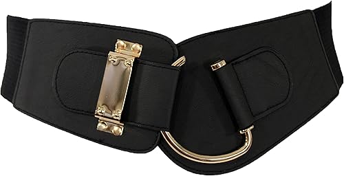 Miniatura 3 de TFJ - Cinturón ancho de moda para mujer con cintura alta hebilla de gancho de metal dorado talla XS S M L Xl