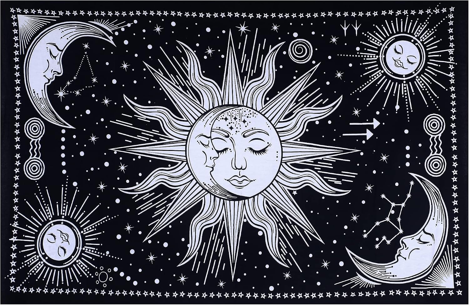 THE ART BOX Tapestry Wall Hanging Wall Art Home Decor for Bedroom, Living Room, Boho Wall Hanging Tapestry Indian Cotton Wall Sheet Bedding Decor, Small (77 x 102 cm30 x 40 inch), Black and White