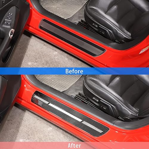 Miniatura 2 de Adhesivo para cubierta del umbral de la puerta interior del automóvil compatible con Chevy Corvette C6 2005-2013, calcomanía para protección del