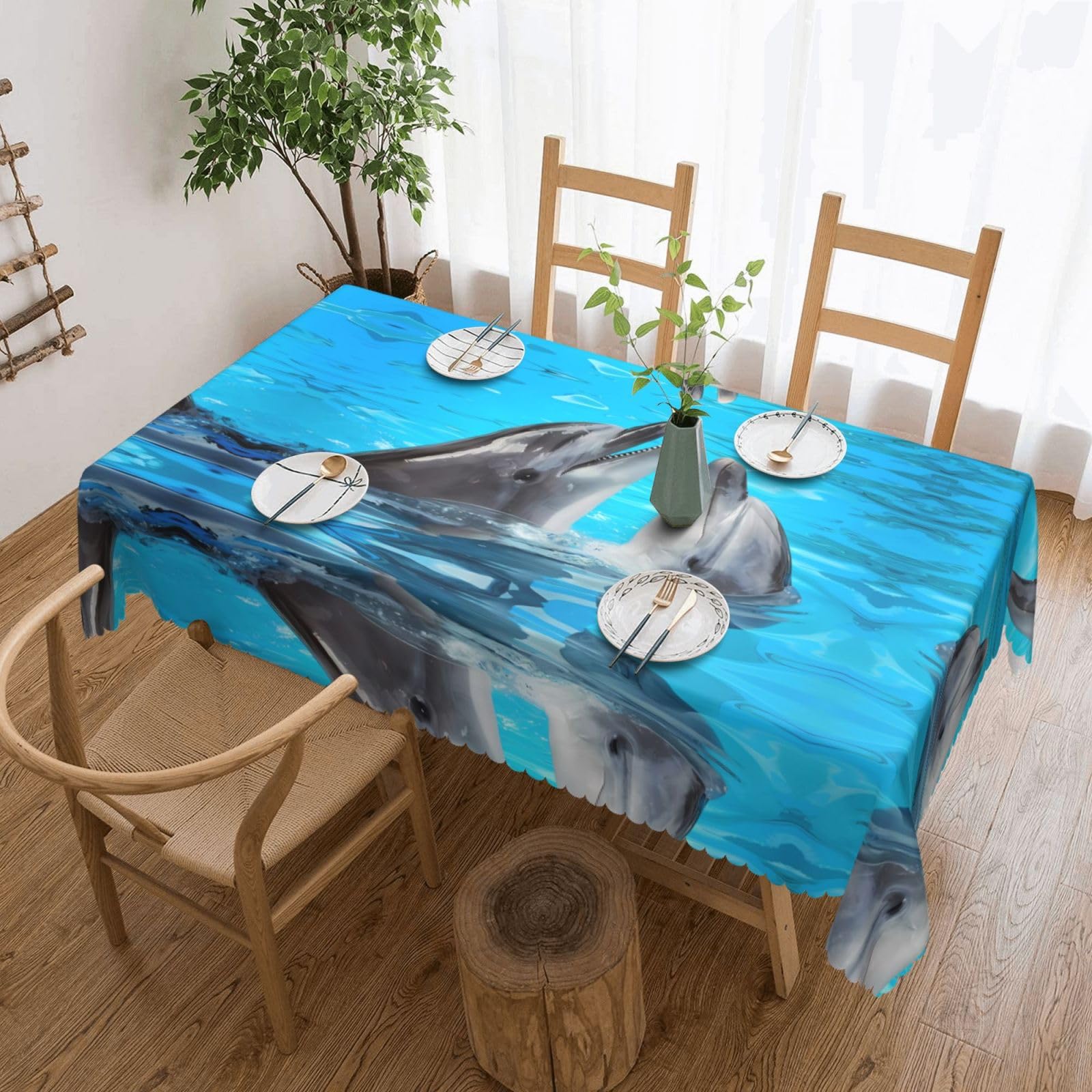 MROWYC Cool dolphin Printed tablecloths are suitable for hotels, picnics, and parties, and can effectively protect the tabletop