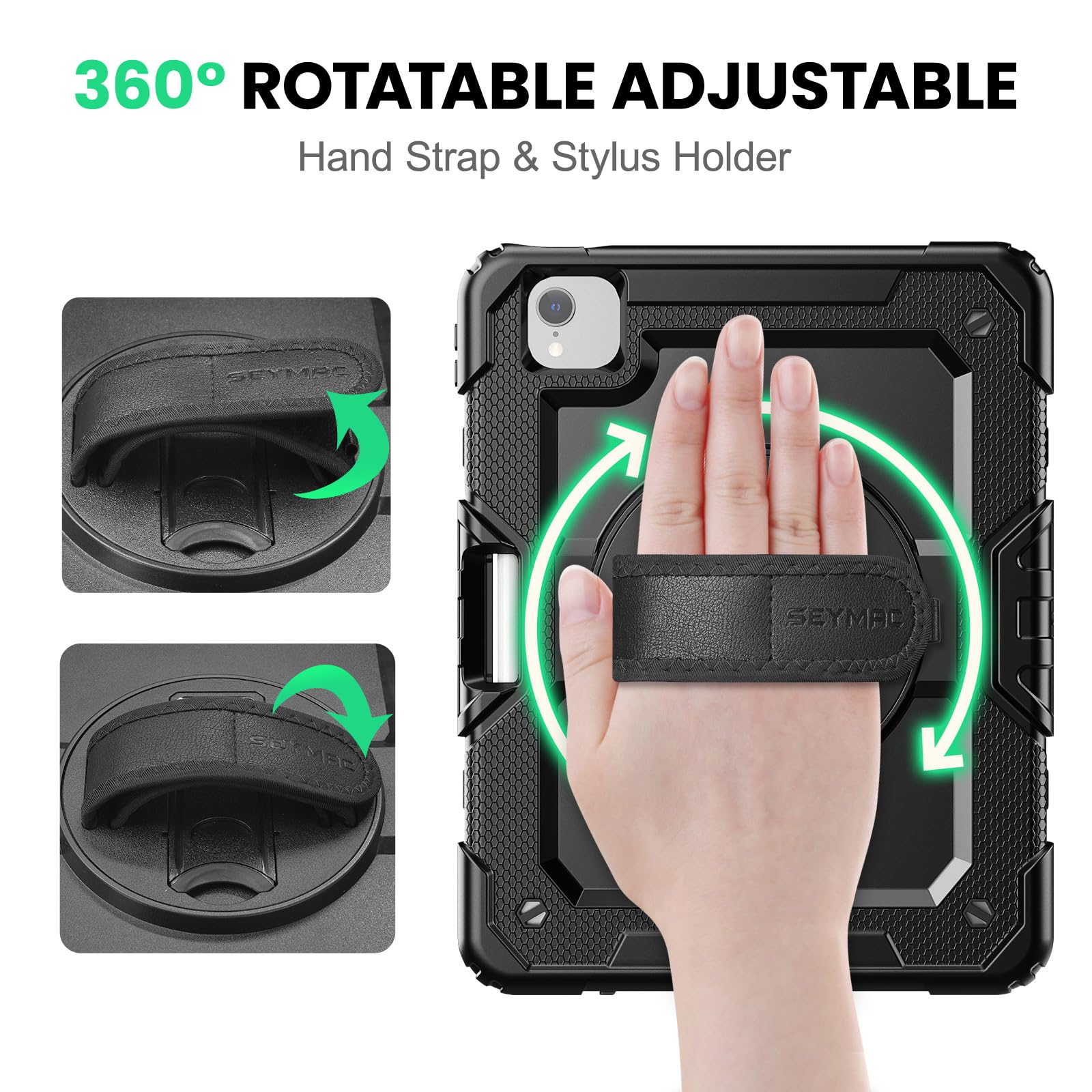 SEYMAC Case for iPad Air 5th/4th Generation 10.9 Inch, Black — Amazon image 3