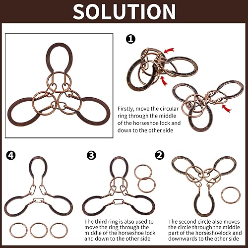 Miniatura 5 de Rompecabezas de rompecabezas  Juego de rompecabezas de metal fundido de herradura de desbloqueo, caja de rompecabezas de enclavamiento mental,