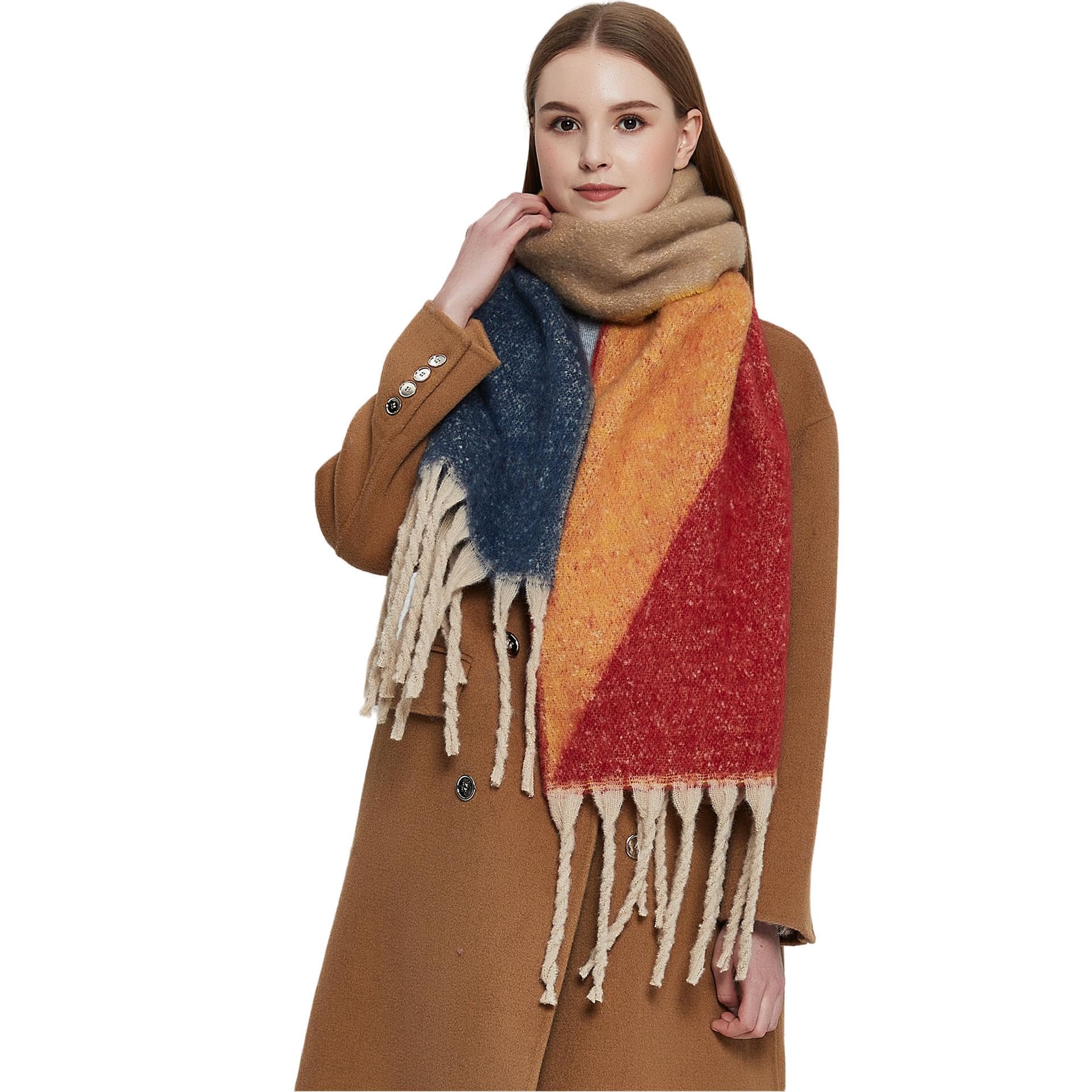 Sciarpa Donna Scialle Uomo Scialle Autunno E Inverno Ispessito Nappa Spessa Geometria Jacquard