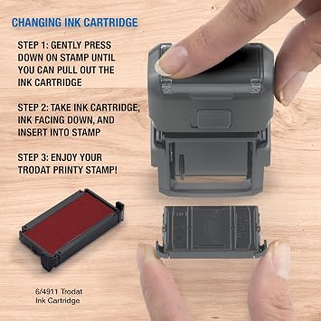 Trodat Printy 4822 Self-Inking Stamp 12 Phrases in English Red Ink