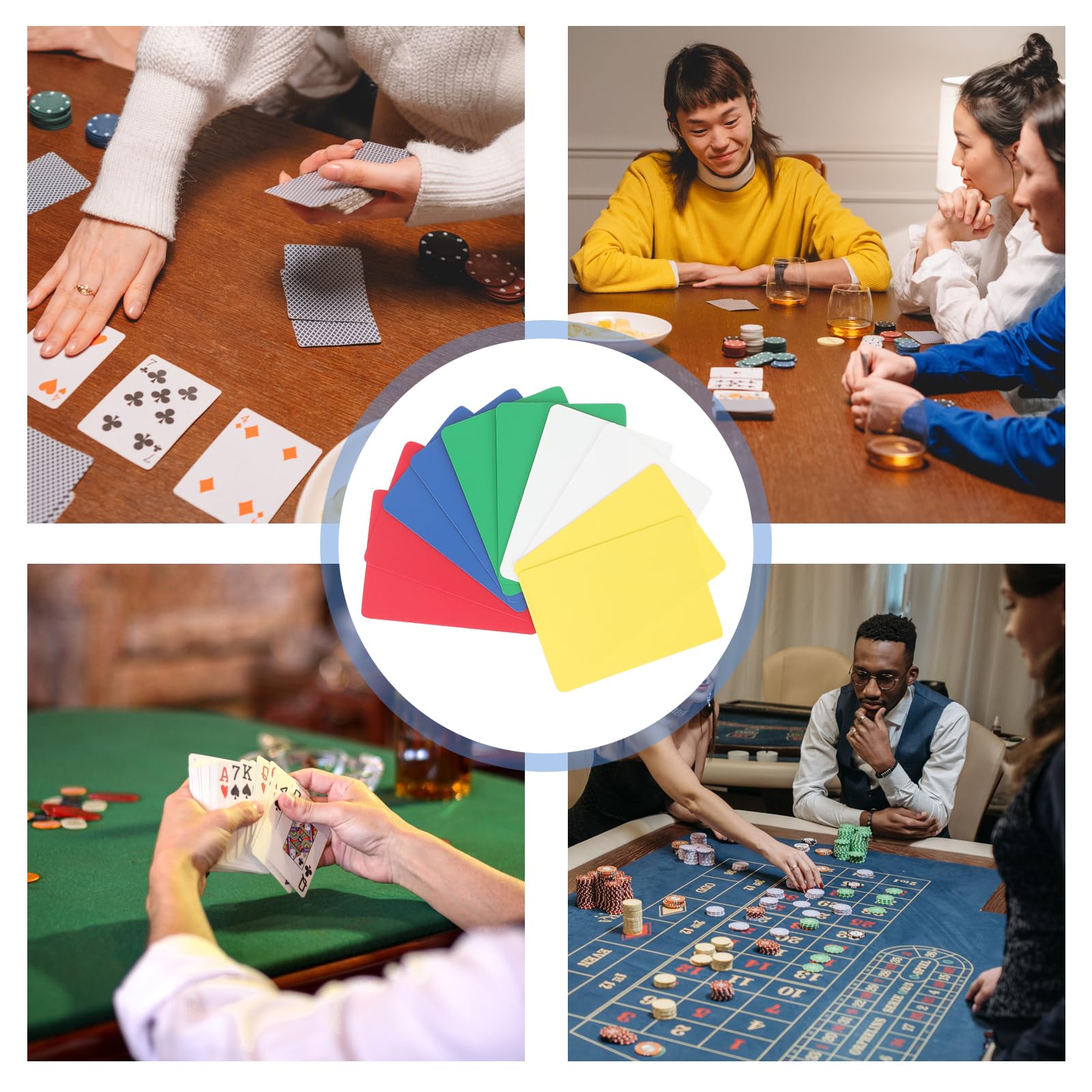 Yuanhe Lot de 10 cartes de poker – Taille de poker – Cartes à découper en plusieurs couleurs pour le poker Texas Hold'em Blackjack Home Games