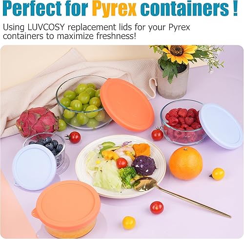 Miniatura 6 de Tapas redondas de repuesto de silicona para Pyrex 7202-PC, 7200-PC, 7200-PC, 7201-PC, 7201-PC, 6 unidades, microondas y lavavajillas y congelador