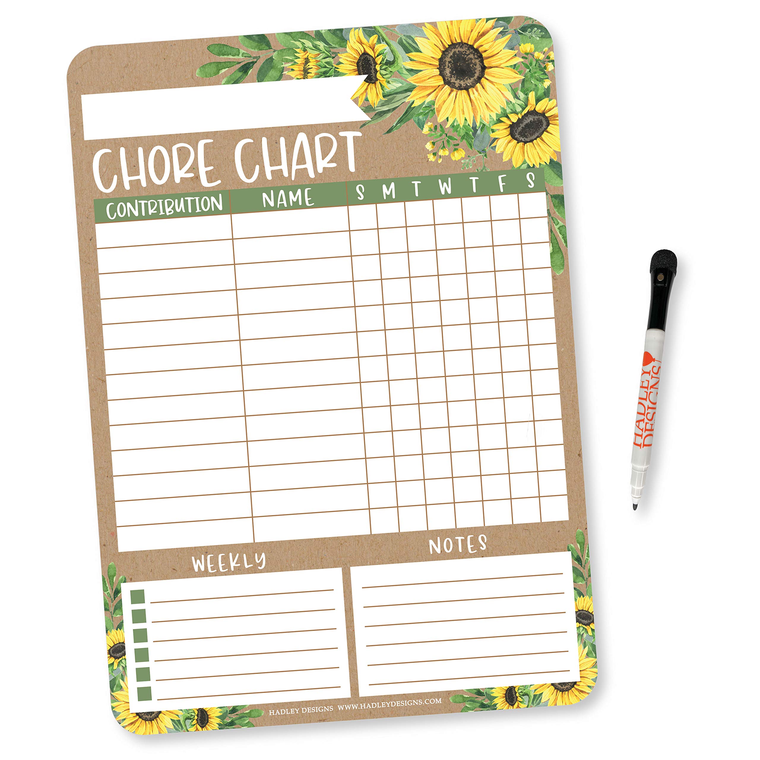 Kraft Sunflower Family Chore Chart for Adults, Magnetic Chore Chart for Teens, Kids Reward Chart for Toddlers at Home, Chore Reward Chart System for Kids, My Magnetic Responsibility Chart for Kids