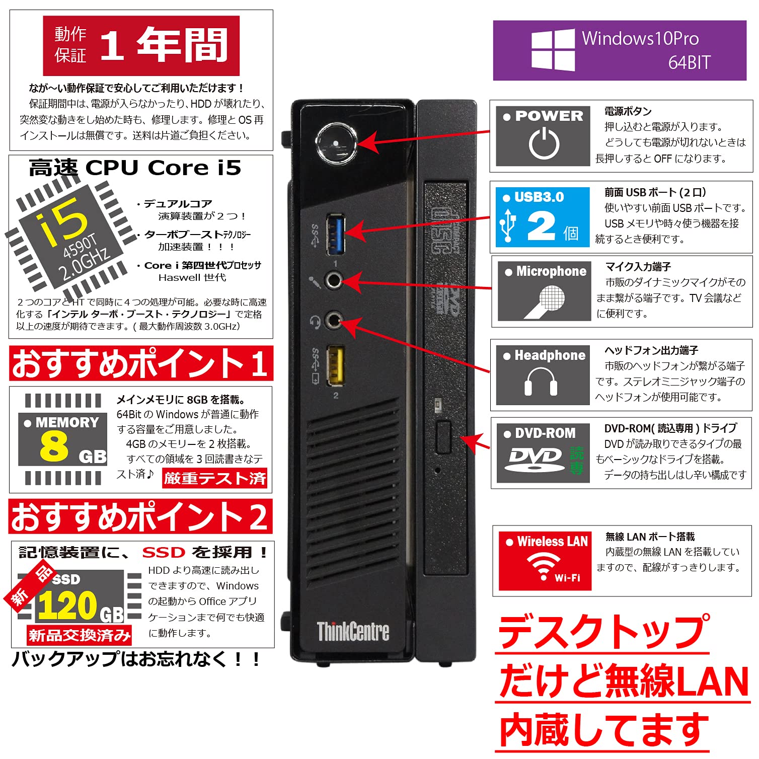 Amazon.co.jp: 中古パソコン Lenovo ThinkCentre M93p Tiny Windows10