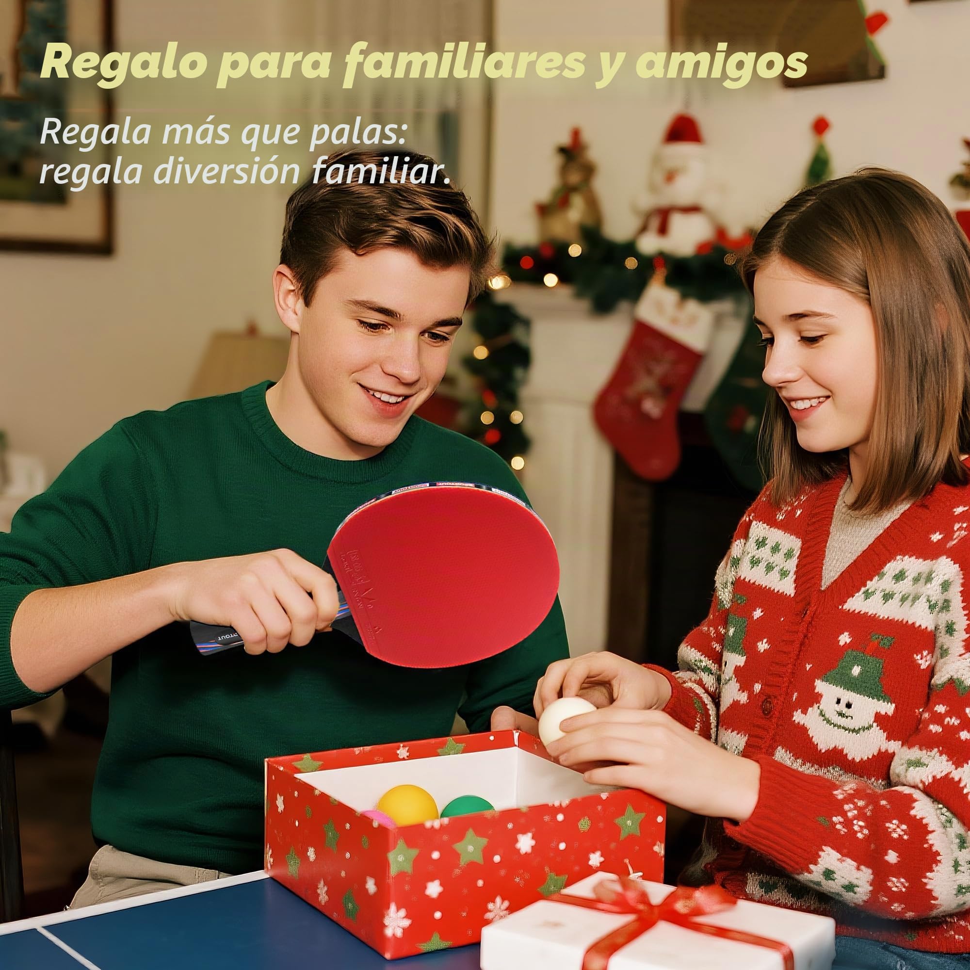 Pala de Ping Pong Profesional Raqueta Ping Pong, 9 Capas de Madera y Hoja de Carbono de 8 Capas