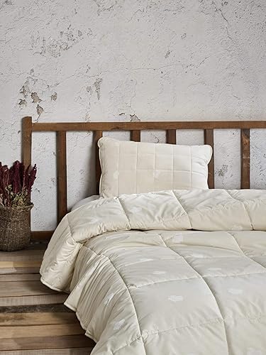 Miniatura 3 de Edredón relleno de lana 100% para todas las estaciones, recubierto de edredón alternativo 100% algodón, relleno de edredón, blanco hueso,