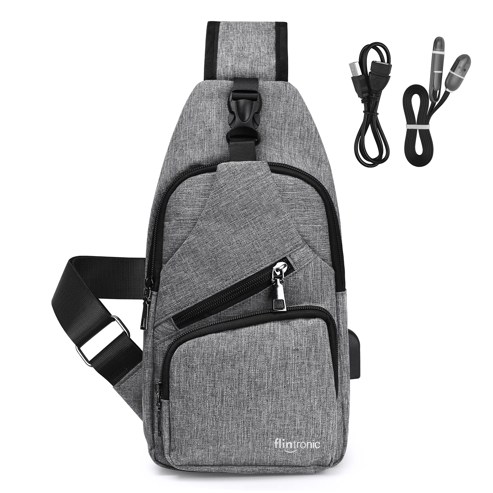 flintronic Zaino Monospalla Sling Bag, Borsa a Spalla Uomo, Borsello Tracolla (includere 1 Cavo USB)