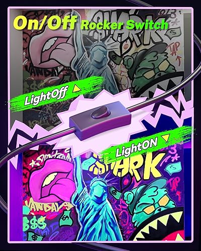 Miniatura 4 de Barra de luz negra de 36 W y 40 LED con interruptor+cable de 5 pies + accesorio, Plug & Play de 385 a 400 nm para fiesta de neón brillante, póster