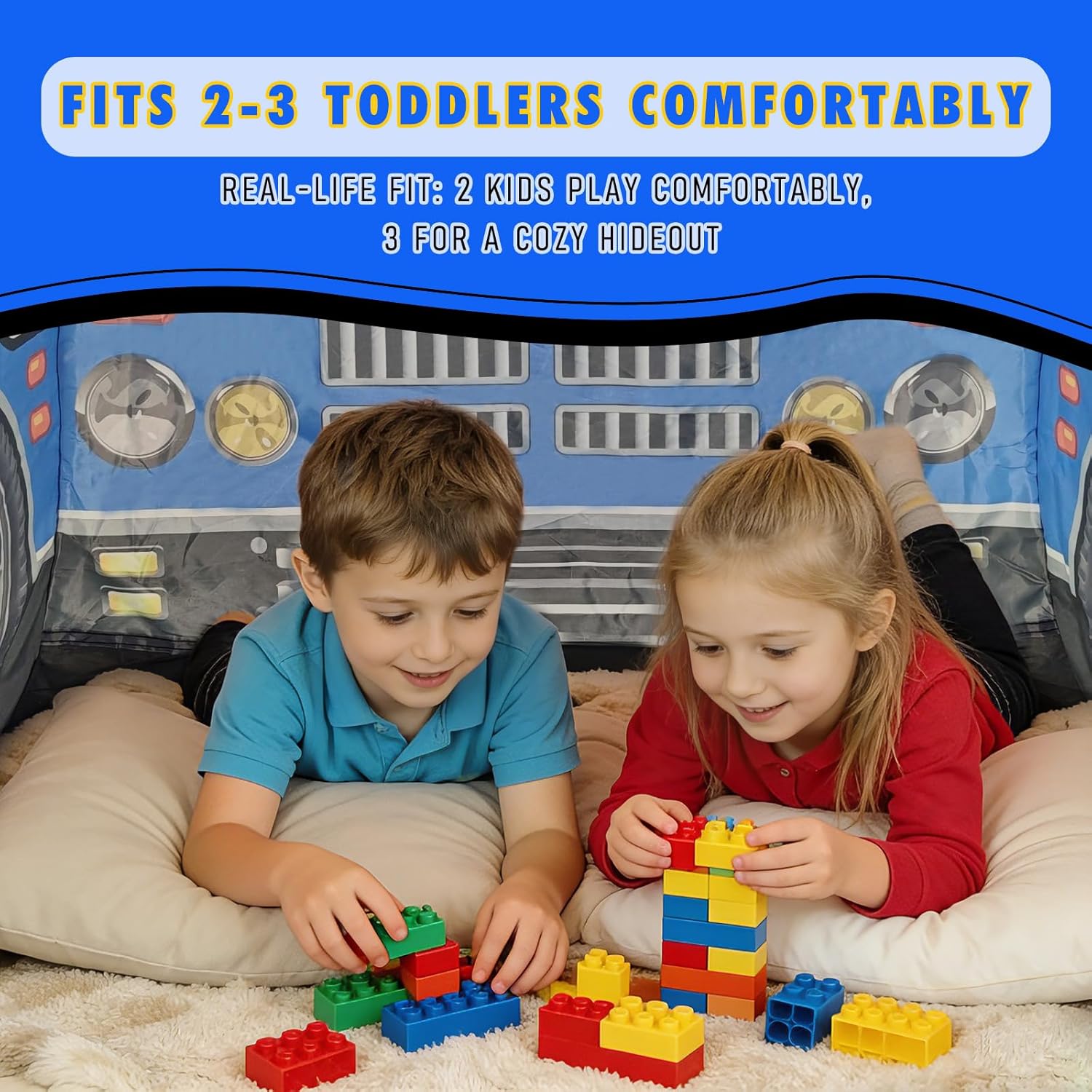Pop Up Play Tent for Kids Aged 3-5 Years Old Boys and Girls: Police Car Tent Indoor Outdoor Playhouse for Toddlers 3+ Years Old, Fun Role Play Toy Gift