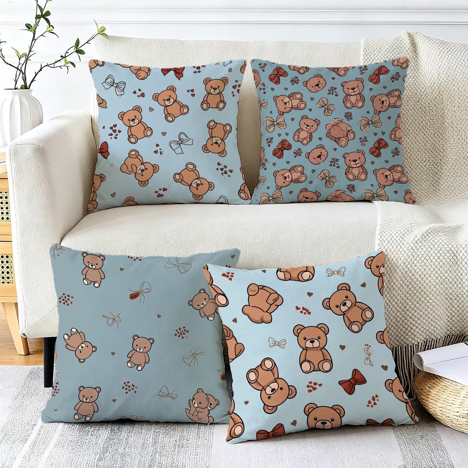 Cojines Exterior MarróN Funda Almohada 45x45cm Juego de 4, Cod-556