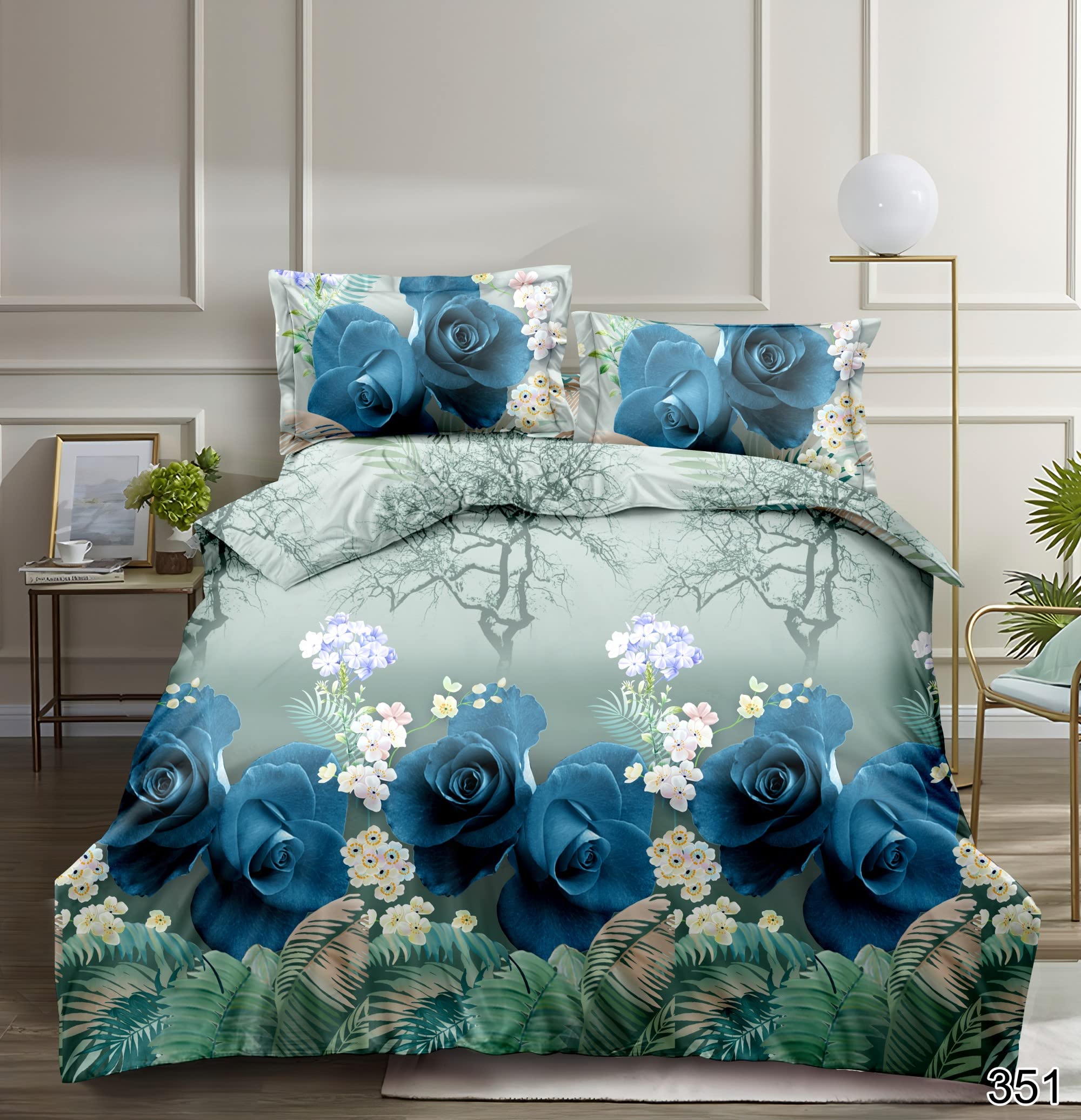 PRIME LINENS 3D Duvet Cover Set 4 Piece Microfiber Printed Design Quilt Cover Bedding Set with Pillow Cases and Extra Fitted Sheet Machine Washable (Super King 4 piece, 3D Printed 351) โ image 1
