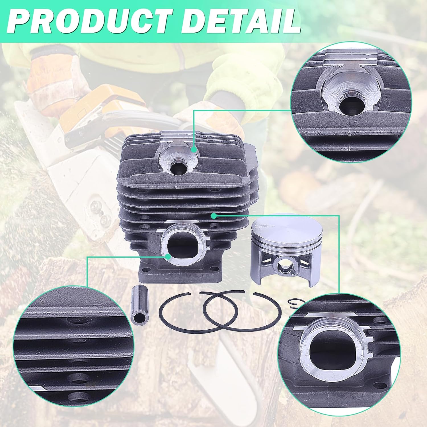 Adefol 52mm MS460 Cylinder Piston Kit for STIHL 046 MS460 Chainsaw Replacement Parts with Decompression Valve Fuel Oil Line Filter for 1128 120 1217