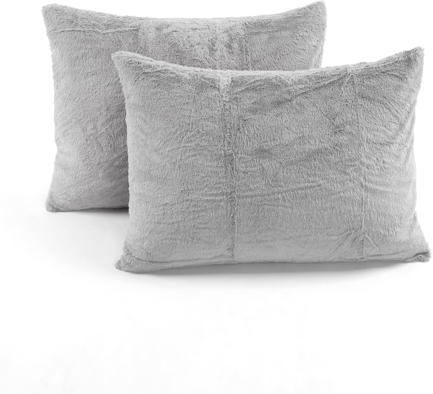 Lush Decor Modern Solid Ultra Soft Faux Fur Comforter Twin Bed in A Bag 5 Piece Set Light Gray - Kids Bedding Set Twin Comforter Set with Sheets