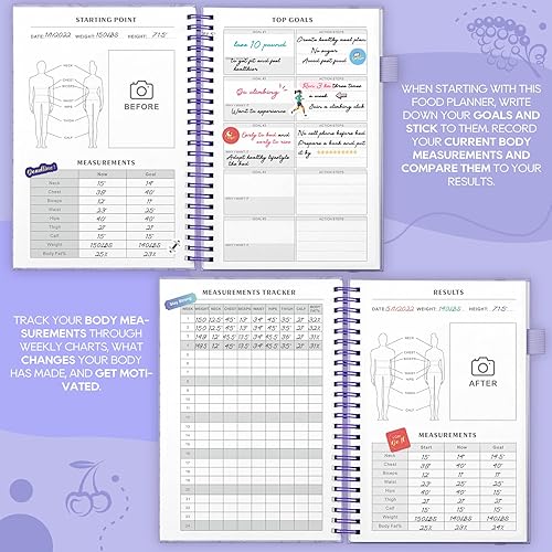 Miniatura 4 de EPEWIZD Diario de alimentos, diario de pérdida de peso para mujeres, diario grande de lácteos de alimentos para seguimiento de comidas, libro de
